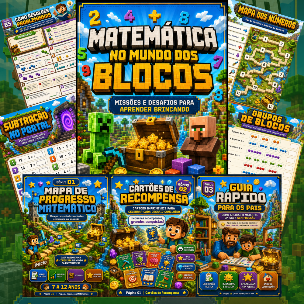 Mockup do Livro de Atividades Minecraft